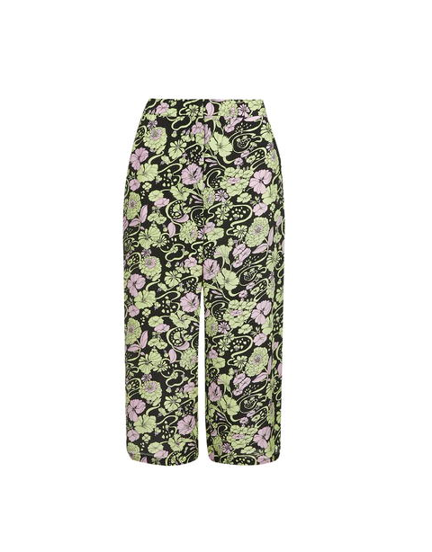 '70s Floral Print Silk Wide Leg Trousers by Boutique