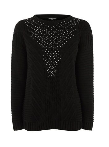 Warehouse Studded Cable Knit Jumper, £52