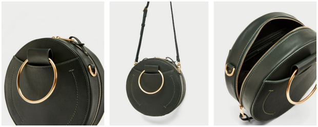 Zara Round Crossbody Bag with Metal Handles